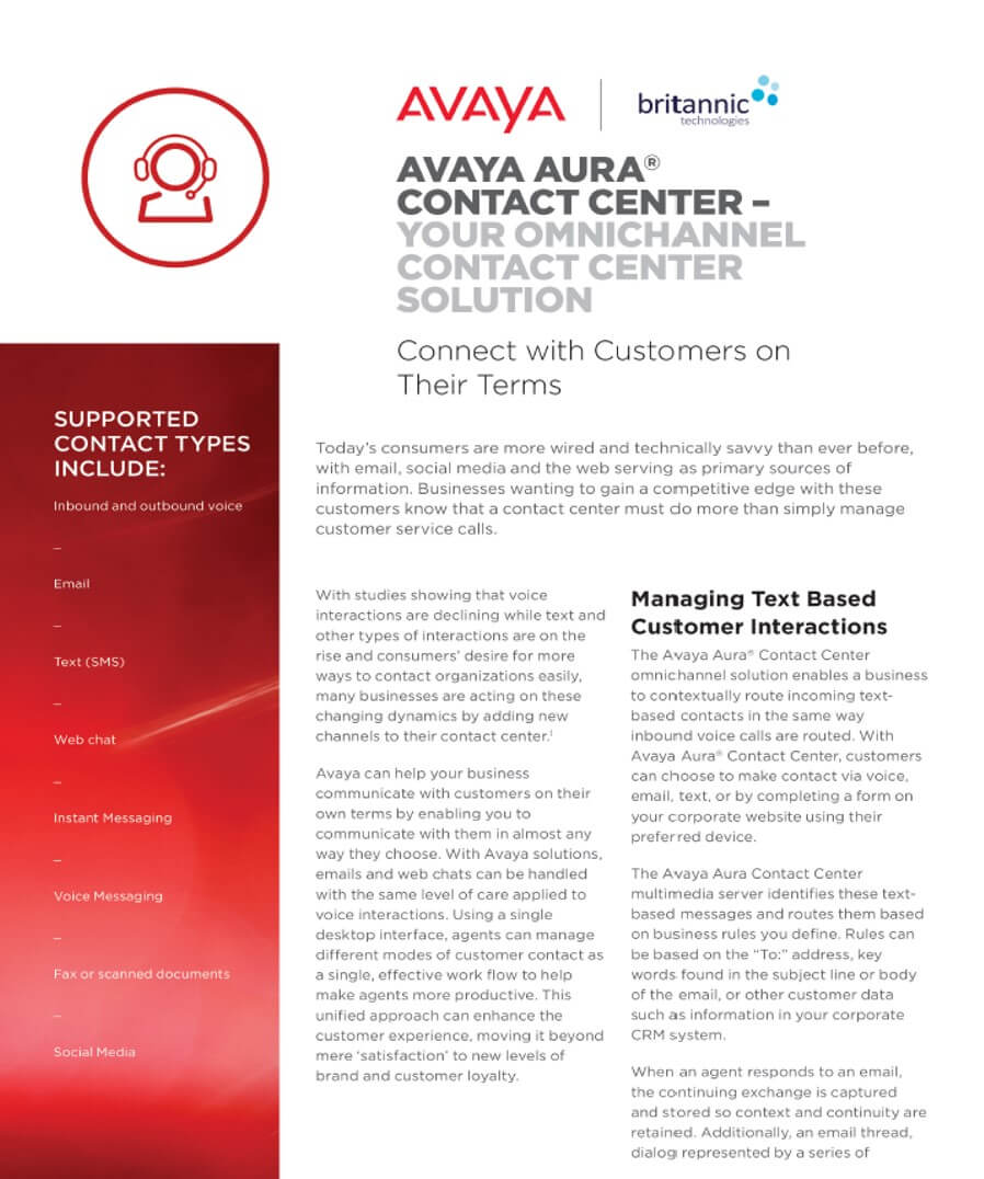Avaya Aura Contact Centre White Paper