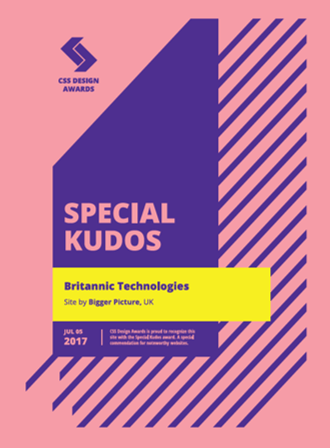 Britannic Awarded Special Kudos for Website Design by CSS Design Awards 2017