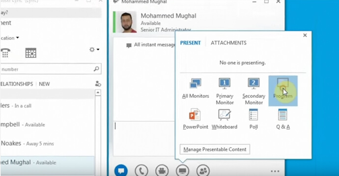 Skype for Business: Share an application